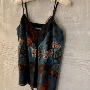 Blue, red and black Alice + Olivia lace cami